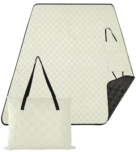 ODAWA Tragbare Picknickdecke, leicht, wasserdicht, Sandmatte, Stranddecke für Frühling, Sommer, Camping, Strand, Park, 152,4 x 203,2 cm, Beige