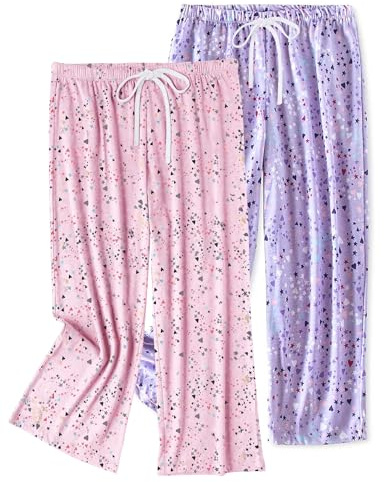 ENJOYNIGHT Damen Schlafanzughose 3/4 Lang Pyjamahose Baumwolle Nachtwäsche | Süße Bedruckte Schlafhose, Verstellbarer Taillenkordelzug, Lockere Passform Für Den Alltag