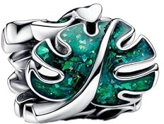 Feitery Feuilles Charms Faune et Perles pour Femme Charm Compatible avec les Bracelets et Colliers Pandora
