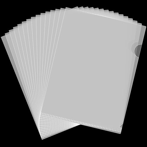 30 Packs Clear A4 Plastic Folders (180 Micron PP) - Cut Flush Open Top & Side Wallets for Office, School, Work, Report, Presentation, Project Documents File
