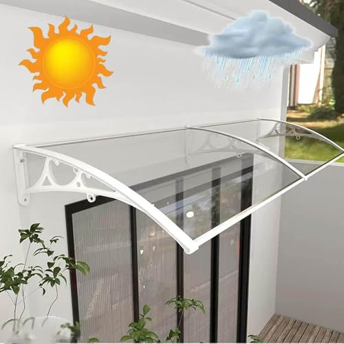 Generisch HaustüR Vordach Vordach FüR HaustüR,EingangstüR Haustür Vordach,Aluminium Metallgestell,Mit Seitenteil Regenrinne,Solide Polycarbonat-Abdeckung,für Hauseingang,A01,100x170cm/39x67in