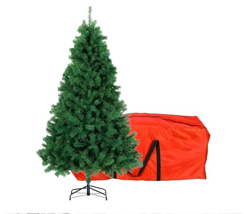 6ft Premium Lush and Bushy Christmas Tree with 800 Tips - Xmas Tree Easy to Assemble with Sturdy Foldable Metal Stand for a Festive Home-Large Christmas Tree Green