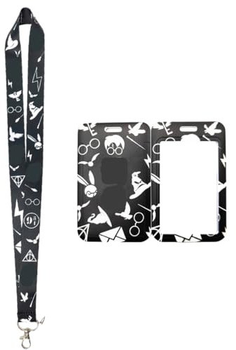 Harry Potte r ID-Ausweishalter mit Lanyard, Harry Ausweishülle Kartenhülle mit Schlüsselband (Schwarz)