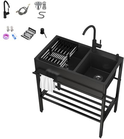 Stainless Steel Portable Hand Wash Station for Toilet and Restaurant, Freestanding Outdoor Kitchen Sink with Complete Units - Commercial Grade