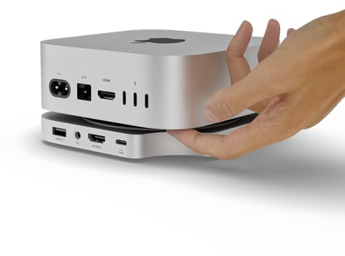 Minisopuru iExpandMate Mac mini Dock mit 4K@60 HDMI, 4TB M.2 NVMe SSD-Gehäuse und Ständer für M4/M4 Pro 2024 (TF/SD Slot, 3 USB-A 2.0, Audio) | Silber