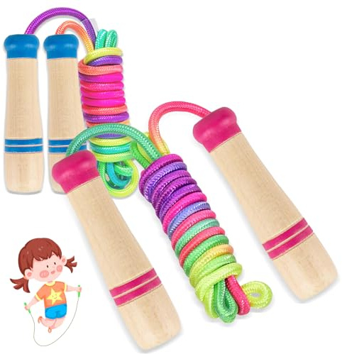 Yolistar 2 pezzi Corda Per Saltare Bambini,Corda di salto in cotone di alta qualità,Corda Salto Regolabile, 250CM Salto Corda in Cotone con Manico Per Fitness/Scuola/Regali, Interni Ed Esterni