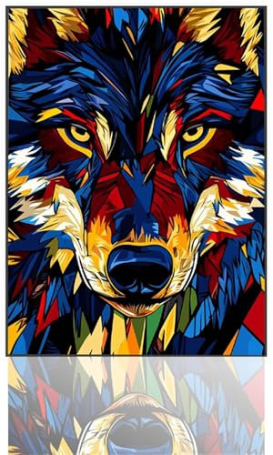 Wolf Malen Nach Zahlen, Tier Malen Nach Zahlen Kinder, DIY Paint by Numbers Erwachsene Handgemalt öLgemäLde Leinwand für Heim Wohnzimmer Wand Deko, Geschenke für Frauen, Ohne Rahmen 20x30cm Q3-H