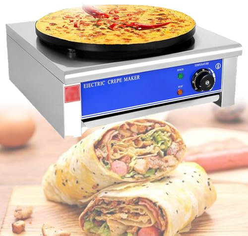 CWCQGH Crepiera elettrica per Pancake, Piastra riscaldante Antiaderente Facile da Pulire, Utensili per la Preparazione delle Crepes, termostato Regolabile, Spia di accensione e Temperatura