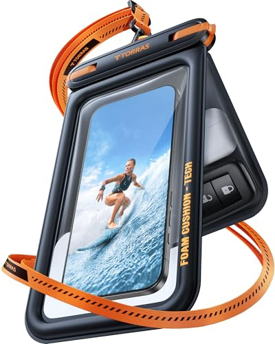 TORRAS Custodia impermeabile IP68, custodia per telefono impermeabile a doppio spazio galleggiante con cordino per iPhone 16 Pro Max 15 14 13 S25, borsa asciutta per telefono cellulare, borsa da