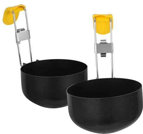 Alipis 2pcs Egg Poacher Cups Stainless Steel Nonstick Portable Tool for Poached Eggs Fast Breakfast Kitchen Cooker
