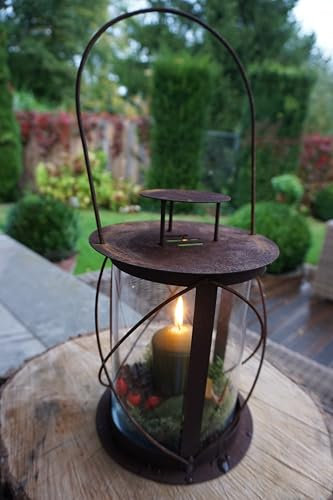Edelrost Gartenlaterne Bellissimo - Rustikale Metalllaterne mit Glaseinsatz für Kerzen, Windlicht, zum Hängen oder Aufstellen