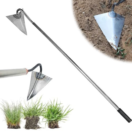 Azada de jardín, azada triangular de acero con mango largo ajustable de 59 pulgadas, herramientas de jardinería multiusos para desmalezar, aflojar, plantar en granja, excavar, quitar dientes de león