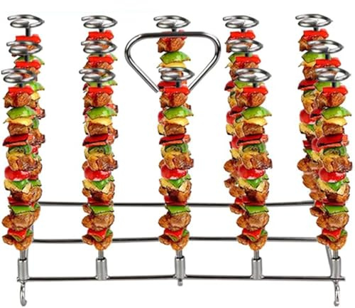 304 Stainless Steel Fryer Skewer Stand Vertical Skewer Air Fryer Accessories for Kabobs, Chicken, Meat, Seafood Rectangle