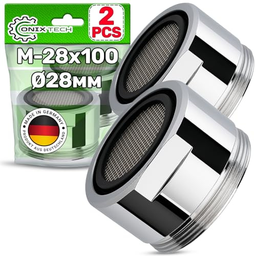 2 x Perlatoren für Wasserhähne in Bad M-28x100 Ausgelegt zum Wassersparen | MADE IN GERMANY - Garantie 5 Jahre - ONIX TECH
