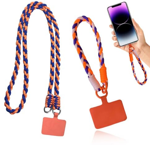 2 Pcs cordini per telefono intrecciati, cordini anti-smarrimento per portachiavi, fotocamere e accessori per telefono, Cordino per Cellulare Universale, Cordino Regolabile per Cellulare