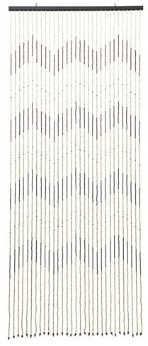 Repomanda Tenda per porta con perline di legno, 90 x 220 cm, 31 fili, in bambù e cotone, divisorio decorativo per porta, balcone, interno