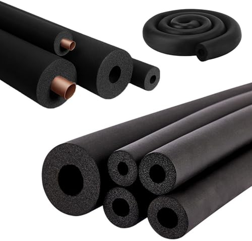 Tubo Isolante in Schiuma per Tubi Isolamento Tubi Pipe Insulation Impermeabile e Altamente Elastico 1.8m (Nero, Ø 22mm)
