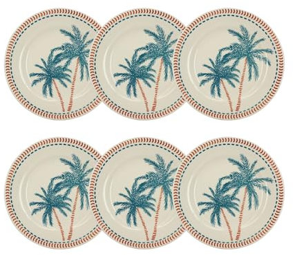 NOVASTYL - Lot 6 assiettes plates tropique 26cm en grès - 2614865