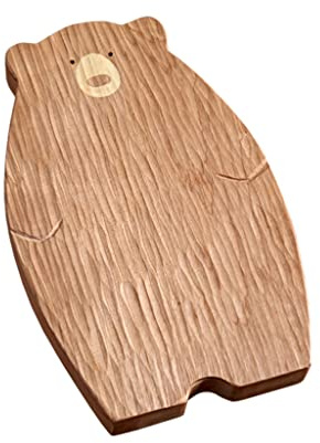 Chopping BoardWooden Bear Thickened and Insulated Creative Breakfast Breadboard Tray for Cheese Kitchen Kitchen Sulies (Large Log)