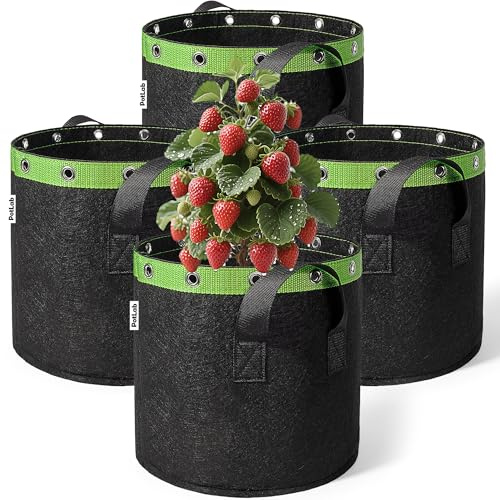 POTLAB 4 Stück 20L(500G) Pflanzsack & Stofftopf - Durchlüftende Vliesstoff Pflanzsäcke mit Exzellenter Drainageleistung, Wiederverwendbare Pflanztaschen für Gemüse, Blumen & Garten