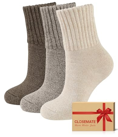 CLOSEMATE Womens Thick Full Cushioned Thermal Warm Boot Socks for Winter 3 Pairs