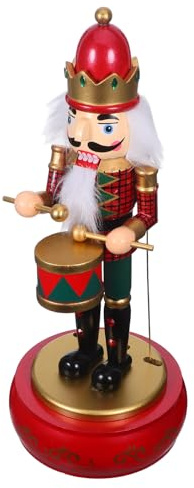 SHINEOFI Boîte à Musique Bois Casse-Noisette avec Base Ronde Décor de Noël Traditionnel Figurine Musicale à Remontoir pour Ambiance Festive et Décoration de Table