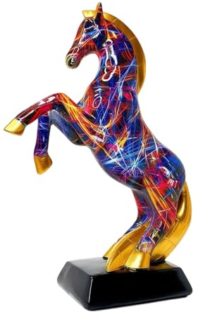 Figura de Caballo | Escultura de Animales de Grafiti de Resina Decorativa para Dormitorio, Mesa, Estante y taquilla | Estantería, Puerta, Armario o Sala de Estar | Elegante estética