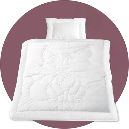 EVAN BROWNS® Set Edredón Cuna 100x135 + Almohada 40x60 - Relleno Nórdico Cuna Bebé con Diseño Zorro - Edredón Infantil Suave, Transpirable y Lavable