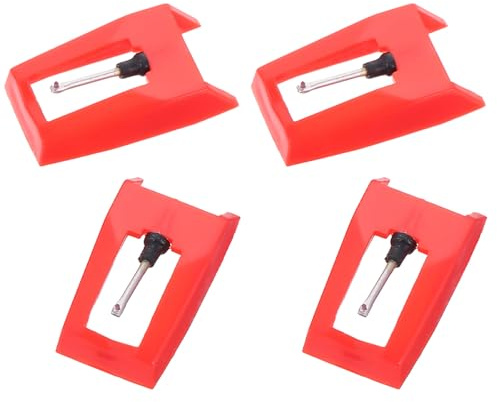 HEALSOPTHY Lot de 4 Aiguilles de Remplacement Rouge en Cristal pour Stylet de Tourne-disque, Phonographe et Gramophone, Compatible Platines Vinyles Vintage, Capteur Haute Précision,