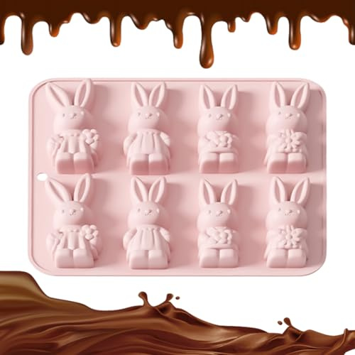 Generico Forme di Pasqua - Stampo Antiaderente per Coniglietti e Pasta di Zucchero | Stampo in Silicone per Cioccolato | per creazioni con Dolci, Dessert, Ghiaccio, Sapone e
