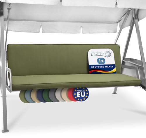 Beautissu Loft HS Set 2 Cojines colchoneta para Bancos Columpio Hollywood 180x50 Verde Oliva Asiento y Respaldo 3 plazas