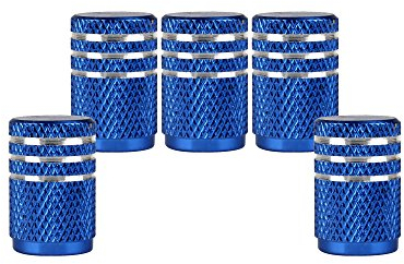 SENZEAL 5pezzi Bordo Superiore Argento Tappi Valvola Coprivalvola Pneumatici per Macchina Blu