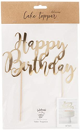 Décoration « Happy Birthday » dorée, pour gâteaux et tartes