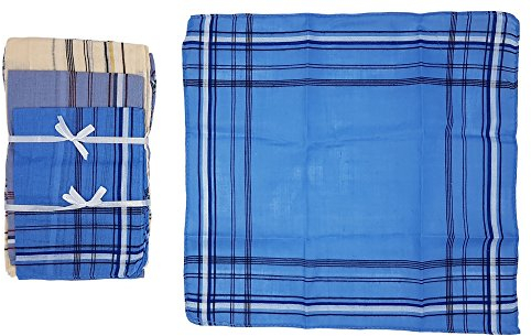 Ilkadim 12 Stück Herren Taschentücher cm, 100% Polyester, Stofftaschentücher (blau beige)