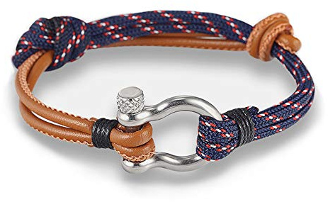 EXINOX armband kvinnor man nautisk ankare, 21 centimeter, Läder Rostfritt stål, Utan sten