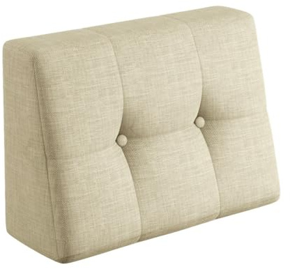 sunnypillow Palettenkissen für Gartenmöbel - Rückenkissen 60x40x20/10cm - Rückenpolster für Bett und Sofa - Palettenpolster für Palettenmöbel - Gesteppte Kissen mit Knöpfen - Rückenlehne Ecru