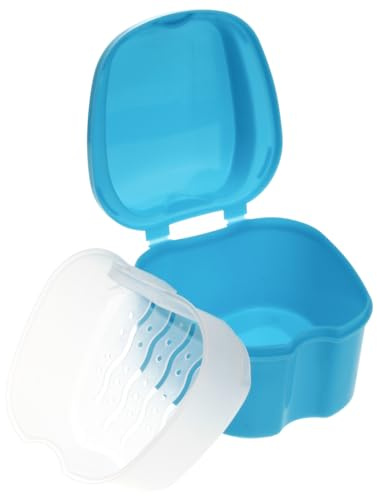 Supvox Prothesenbox mit Spülkorb, Aufbewahrung für Zahnprothesen, Blau | Kompakte Zahnprothesenbox aus PP mit Spülkorb und Deckel für sichere Aufbewahrung zu Hause und unterwegs