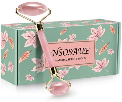 Face Roller Natural Rose Quartz Roller for Face Skin Care Face Roller - Aging Wrinkles,Puffiness Facial Skin Massager - Premium Authentic Jade Stone(Rose Quartz Roller)