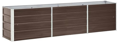 vidaXL Garten Hochbeet Gemüsebeet Pflanzbeet Gartenbeet Frühbeet Pflanzkasten Blumenkasten Blumenbeet Verzinkter Stahl 240x40x45cm Braun