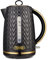 Tower T10052BLK Empire 1.7 Litre Kettle with Rapid Boil, Removable Filter, 3000W, Black with Brass Accents