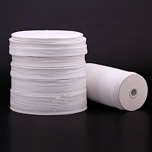 Egurs 45m/Roll Baumwollband köperband Twill-Band Schrägband Nahtband zum Aufbügeln Bekleidungszubehör Baumwollkordel Weiß 15mm