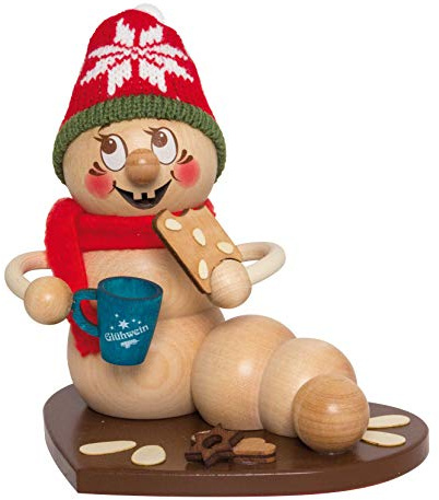 Drechslerei Kuhnert Rauchmann/Räucherfigur - Rauchwurm aus Holz - Rudi & ROSI - Motiv: Weihnachtsmarkt-Rudi - Höhe: ca. 14cm - Made in Germany