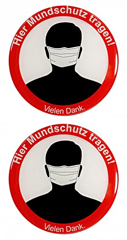 BIKE-label Hinweisschild 3D Aufkleber Dm 90 mm 2 Stück Mundschutz tragen 900166
