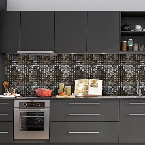 Tile Stickers Black Silver Geometric Peel and Stick Wallpaper Self Adhesive Wall Tiles Home Decoration DIY Stick on Wall Tiles for Kitchen Bathroom Stairs Stick on Tiles 24 Pcs(15x15cm)