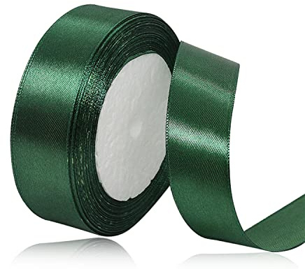 Dunkelgrün Satinband 25mm x 22Meters Schleifenband Dunkelgrün Geschenkband Dekoband Stoffband für Geschenk, Basteln, Nähprojekte, Haarschleifen, Brautstrauß, Hochzeits Dekoration