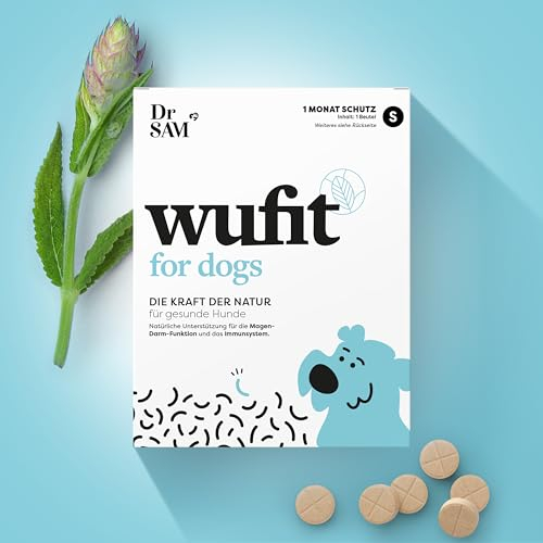 Dr. SAM wufit Dogs - Wurmkur sekundierende Tabletten für Hunde, 100% pflanzlich, als Unterstützung der natürlichen Magen-Darm-Funktion, für Hunde von 20-40kg (1-Monatspackung)
