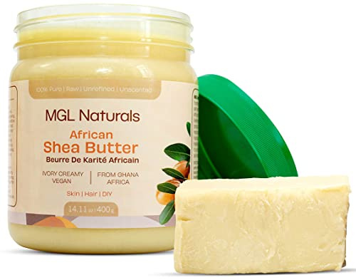 MGL Naturals Raw African Shea Butter Ivory 1 lb, 100% Pure, and Unrefined. Nourish and moisturize hair and skin. Use alone or DIY recipes. From Ghana, West Africa. (1 lb)