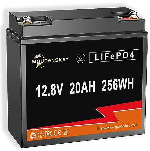 MOUDENSKAY 12V 20Ah LiFePO4 batería recargable de litio Batería de litio de 12V,batería de fosfato de hierro de litio,con más de 3000 veces de ciclo profundo y protección BMS para autocaravana etc