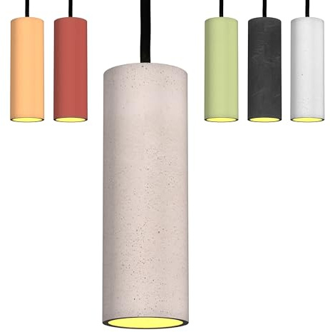 Betoniq Pendelleuchte Beton modern mittel NARA20 außen grau innen kupfer - Industrial Design Betonlampe Hängelampe mit LED Glühbirne und Fassung GU10 - Hängeleuchten & Pendelleuchten in Betonoptik
