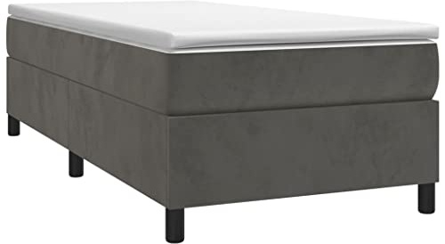 vidaXL Sängram, stoppad säng för sovrum, sängram med ribbotten, stödben, sovrumssäng, enkelsäng, mörkgrå, 80 x 200 cm sammet